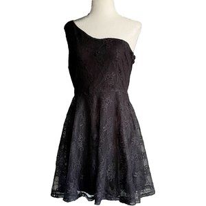 Nbd Camilla Black Lace One-Shoulder Skater Dress - image 1